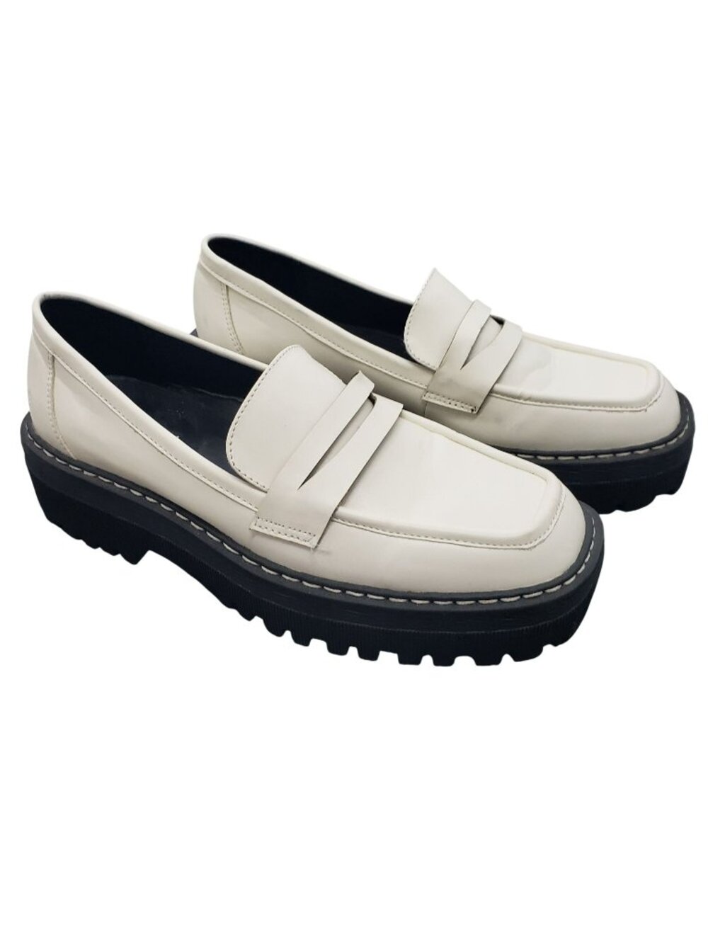 Cool Planet Steve Madden Haazel White Lug Sole Chunky Loafers Womens 9 Vegan